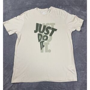 Mens Nike Just Do It Big Logo Tee Shirt Cream Size 2lxl
